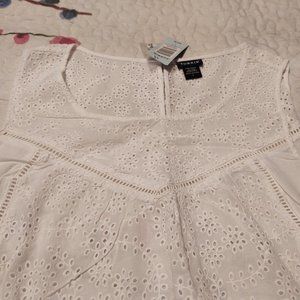 Torrid Size 2 White Smocked Tank Blouse